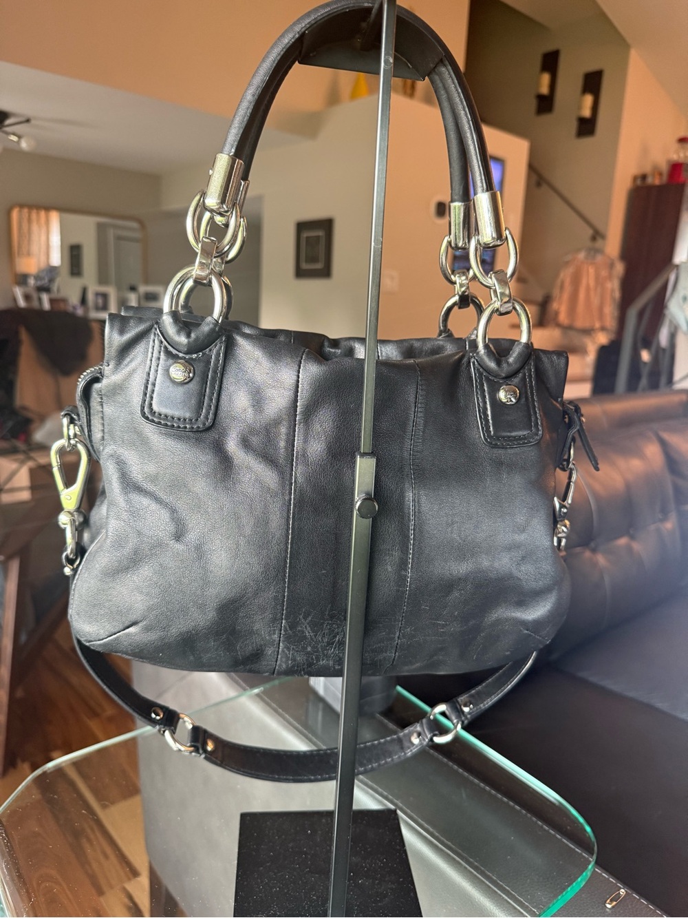 Y2K Coach Madison Maggie Satchel 16800 Black Leather Silver Hardware - Picture 7 of 9